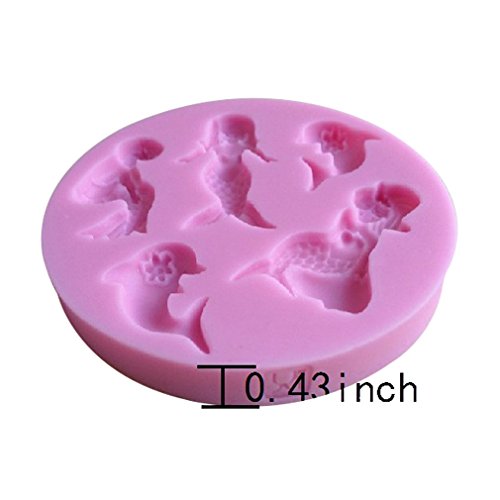 LYNCH Runde Kuchen-Werkzeuge Mermaids und Delfine Form 3D Silikon-Seifenform,Rosa - 4