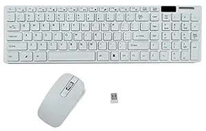 J K Zone Wireless Keyboard Mouse 2.4GHz Combo Kit | Ultra Thin Fashion Slim USB Bluetooth Receiver for PC Tablet Android TV Laptop Smart TV Compatible with All Windows (White)