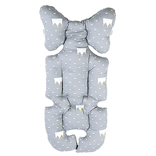 laamei Cojín Reductor Universal de Algodón para Silla de Coche, Silla de Paseo, Capazo Protector de Cuerpo para Coche (A-Corona Gris)
