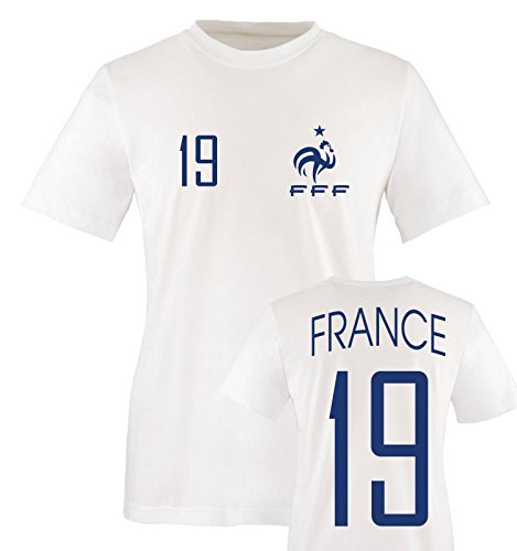 TRIKOT – FRANCE – 19 – Herren T-Shirt – Weiss / Blau Gr. L