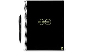 Rocketbook EVR-E-R Notebook riutilizzabile con Panno e Penna Inclusi, Nero (Infinity Black) (21,59 cm x 27,94 cm)