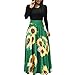 Produktbild Floweworld Damen Lose Maxi Kleider Mode Sonnenblume Gedruckt Langarm Sommerkleid Casual Swing Kleider Party Strandkleider