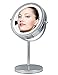 Jeking 7 Inch LED Table Mirror Silver/Chrome UV Finish 10X Magnification D710 Makeup Mirrors Cosmetic Beauty With CE Approved