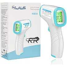 KLAUE Digital Infrared Forehead Thermometer Gun (MAKE IN INDIA) for Fever, Body Temperature (Non Contact). Best for Adults, Baby, Kids. FDA, CE, ROHS, ISO, IAF Certified