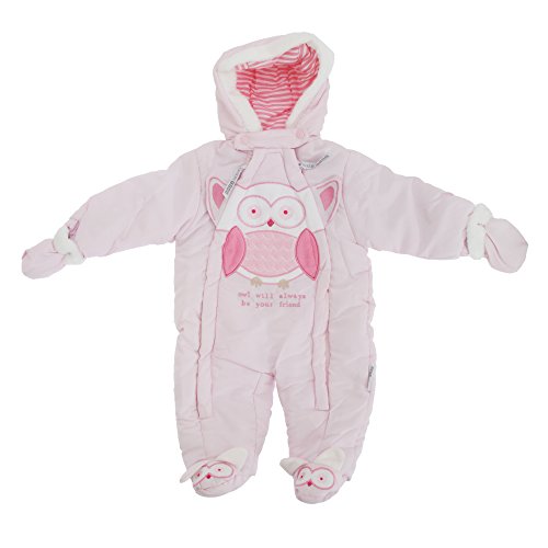 Baby Boys/Girls Owl Will Always Be Your Friend All In One Hooded Winter Snowsuit (3-6 Months) (Pink)