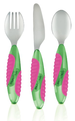 Munchkin Munchkin 011568 Cutlery Set with Mighty Grip Pink