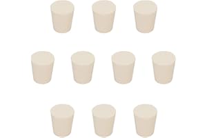 stonylab Tapones de Goma Sólida, 10-Paquete 3# - 17mm x 23mm x 26mm - Blanco Tapones de Sello de Lab, Adapta a Todos los Matraces Erlenmeyer de stonylab