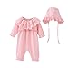 Produktbild Bekleidung Longra Neugeborenes Baby Mädchen Strampler Bodysuit Jumpsuit Kleidung Set + Mütze Hüte Baby Langarm Overall Spielanzug Babykleidung (0-18Monate) (50CM 3Monate, Pink)