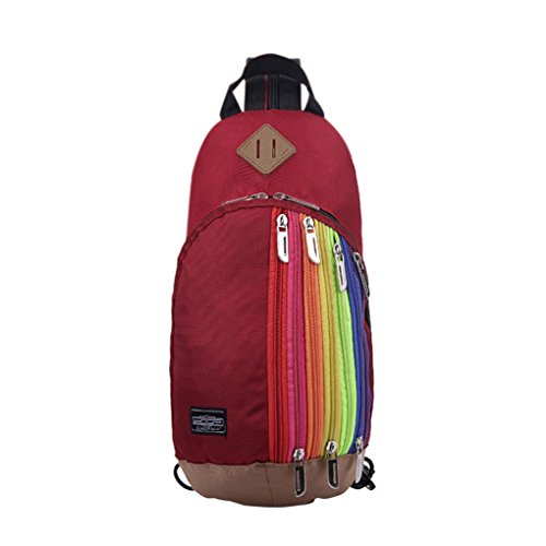 FakeFace Unisex Nylon Rucksack Brusttasche Brustbeutel Regenbogen Stil Kindertasche Schultertasche Umhängetasche Crossbody Bag Tasche für Wandern Reise Trekking Sport Skifahren - 2