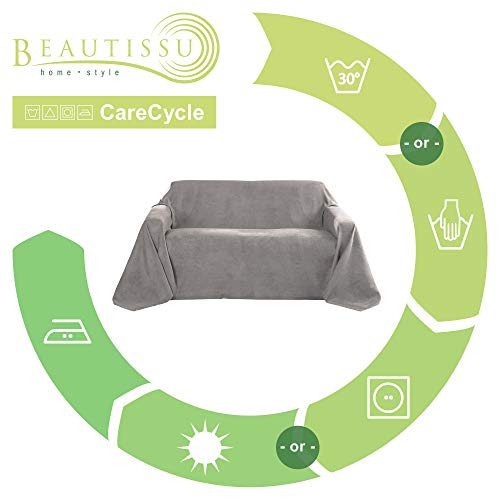 Beautissu® Romantica Decke 210x280cm in Wildleder-Optik als Sofa-Überwurf Tagesdecke Plaid in Schwarz - 5