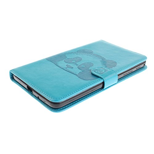 Etsue Kunstleder Schutzhülle für Samsung Galaxy Tab 4 7.0 Zoll SM-T230 Leder Tasche Bookstyle Hülle Flip Case Wallet Cover,Retro Vintage Niedlich Panda Muster Schutz Hülle Etui Schale Weich TPU Innere mit Magnetverschluss Standfunktion Kartenfächer für Samsung Galaxy Tab 4 7.0 Zoll SM-T230 + 1x Glitzer Staub Stecker + 1x Blau Eingabestift-Panda,Blau - 4