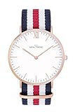 New Trend Unisex Armbanduhr Damen-Uhr Herren-Uhr Analog Quarzwerk Textil-Armband Chronograph mit Dornschließe