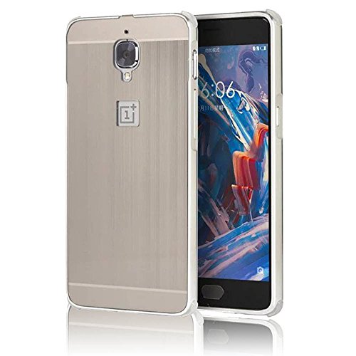 Preisvergleich Produktbild OnePlus 3 Hülle,Sunroyal Ultra-dünne Metallgehäuse Hybride Alurahmen Rückwandplatine Schutzhülle,Luxus Noble Grau Metal Frame Aluminium Metal Bumper Gehärtetem Glas Back Cover Stoßfest Kratzfeste Handy Schutzhülle Tasche Case für OnePlus 3-Gray