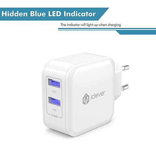 iClever BoostCube IC-TC02 4,8A 24W Dual USB Ladegerät 2-Port Reise Ladeadapter mit SmartID-Technologie für iPhone, Apple, Samsung, Android Smartphones und Tablets PC, Weiß - 4