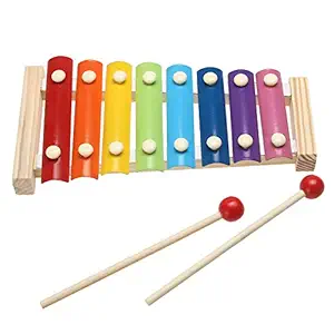 PLAY CUBE 1 Pc Wooden Xylophone Childrens Musical Instruments Toy Wooden 8 Keys Hand Knock with Mallets Preschool Educational Toys Great Gift for Kids Girls and Boys Toddlers