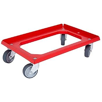 Produktbild von SCHÄFER SHOP Transportroller Für Kisten – Tragkraft 200 Kg, Winkelstahl, Rot, Für Euroboxen & Co.