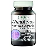 Lifeplan WindAway Activated Charcoal Capsules 334mg. Rapid release. To reduce flatulence & build up of inetinal gas after eating (90 tablets)