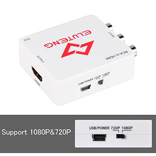 ELUTENG AV auf HDMI Konverter 1080P CVBS AV zu HDMI Adapter Composite Video Signal HDTV Konverter R/L RCA HDMI Wandler mit USB Kabel - 5