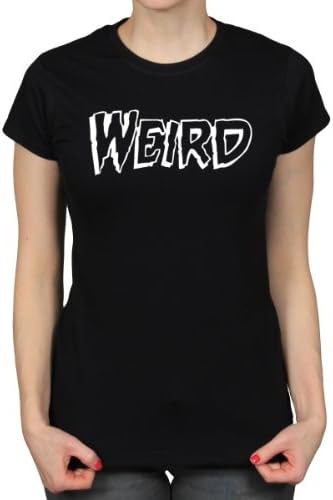 Weird Horror Writing Punk Rock Grunge Skate Girls Skinny T-Shirt, Black, Large