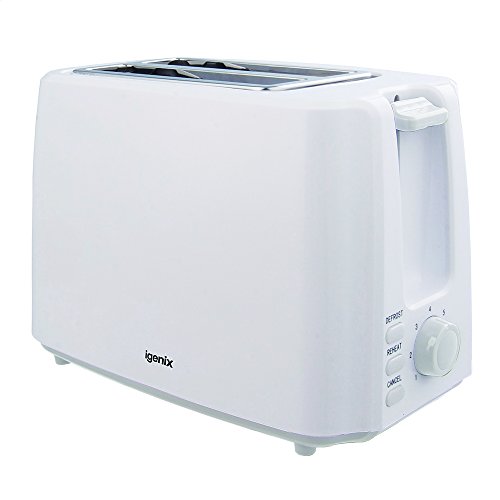 IgenixIG3011 2 Slice Toaster, Deep Slots and Adjustable Browning Control, Removable Crumb Tray for Easy Cleaning, Defrost and Reheat Function, 750 W, White