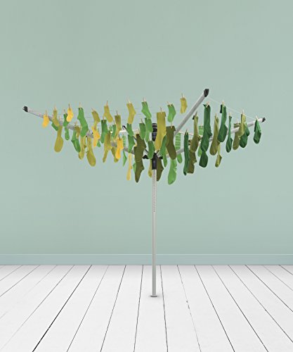 Brabantia Lift-o-Matic Advance Wäschespinne, mit Kunststoff-Bodenanker zum Einbetonieren, Schutzhülle und Klammerbeutel, 50 m Soil Spear - 16