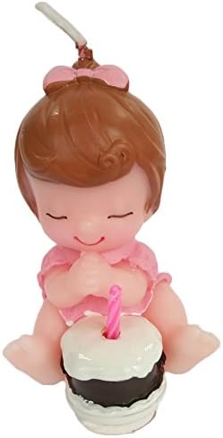 Wishing Baby Cartoon Birthday Candle,Wedding Candle, Smokeless Cake Candle for Party, Charming Gift,Baby Shower and Wedding (Pink Girl Baby)
