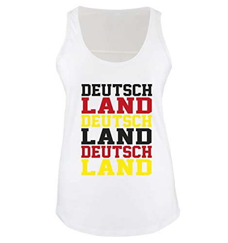 DEUTSCHLAND MOTIV 10 Damen Tank Top Weiss / Schwarz-Rot-Gelb Gr. S