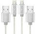 Produktbild QLIQ USB Kabel Lightning, Nylon Ladekabel, 1m, 2-Pack Lightning-USB Lade- und Datenkabel für iPhone X / 8/8+ / 7/7+ / 6 / 6s, iPad Air 2, iPad Mini 4 und Viele Weitere Apple-Geräte, Silber
