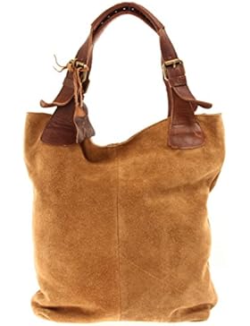 LECONI Henkeltasche Echt-Leder Wildleder Damentasche Handtasche für Damen Shopper für Freizeit, Büro oder Shopping...