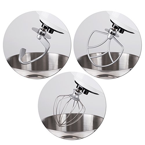 1500W Knetmaschine mit 6 L Edelstahl-Rührschüssel | Planetenrührwerk | Edelstahl-Schneebesen | spülmaschinenfeste Aufsätze | angenehmes Betriebsgeräusch | Rührmaschine | Teigmaschine | Küchenmaschine - 4
