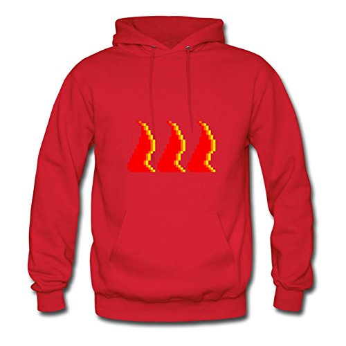 Jameskings Pixel Fire Red Printed Medium Hoodies Round-collar Women