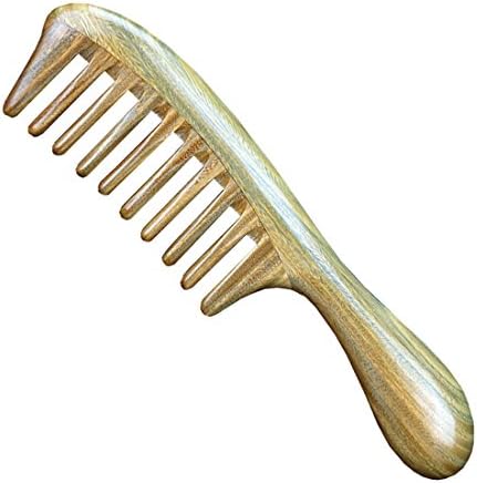 Wood Crafts Natural Green Sandalwood Comb, Help To Relieve Itchy Scalp, Headaches and Hair Loss, Relieve Tension