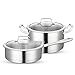 Produktbild CLLCR Pfanne-Edelstahl-Set/Topf Suppe/Milch Topf/Zweiteiliges Set Für Gas/Elektro / Induktion Kocher Und Kochen Im Freien,A,2-teiliges Set