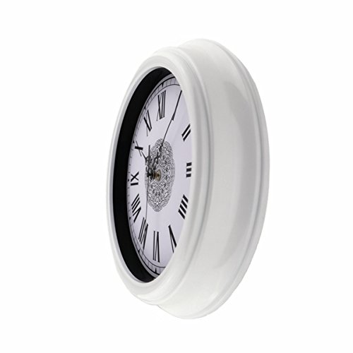 Foxtop 30 cm Antik Uhr Wanduhr Weiß Römische Zahlen und Frontglas-Abdeckung für Küche Wohnzimmer - 5