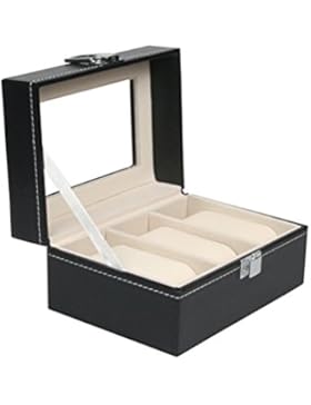 NICERIO Watch Display Box Large 3 Grids Herren Black PU Leder Display Schmuck Gehäuse Organizer Geschenkbox Aufbewahrungsbox...
