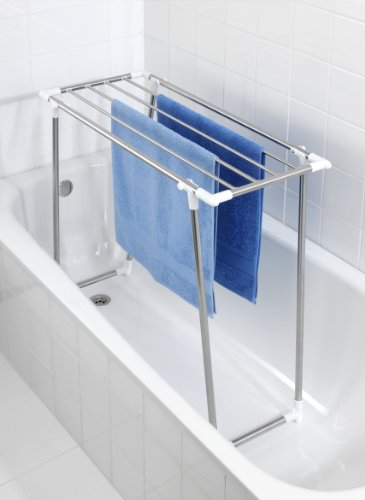 WENKO 3774020100 Wäschetrockner Profi Single – 5,5 m Trockenlänge, Edelstahl rostfrei, 87 x 79 x 39 cm, Silber matt - 2