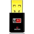Live Tech WD04-600 USB Wireless Adapter Dongle Dual Band 600 (433+150) MBPS Wireless Speed with 802.11AC Gold Plated USB Real High Speed for Desktop, Black-Gloden