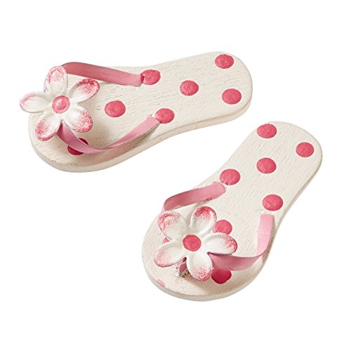 Flip-Flops, 4,5 cm, rosa mit Punkten, holz-metall