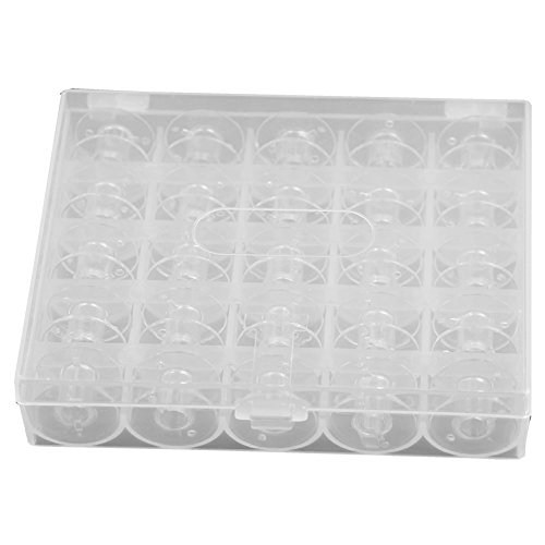 SODIAL(R) 25pcs Plastic Empty Bobbins Case For Brother Janome Singer Sewing Machine
