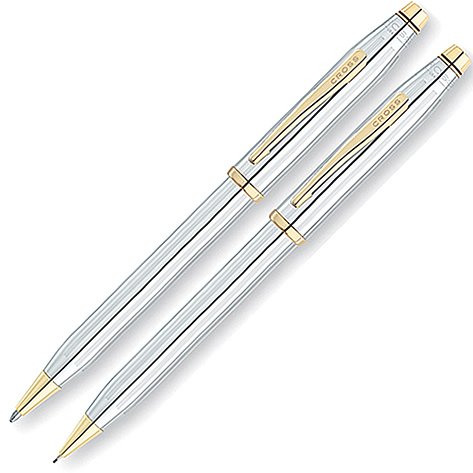 Cross Century II Medalist Pen and Pencil Set - Gold/Chrome