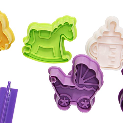 Ultimatives 98 teiliges Set zur Tortenverzierung Backen Zuckerguss mit Ausstechformen, Strukturrollen, Buchstabenpresse von Kurtzy TM - 2