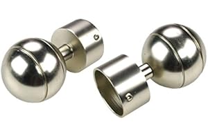 Liedeco Endstück, Endknopf Klassik Kugel für Gardinenstangen, Stilgarnituren 28 mm ø | Edelstahl-Optik | 1 Stück