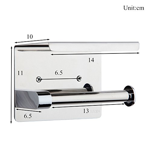 Aothpher Edelstahl Toilettenpapierhalter Rollenhalter WC-Papierhalter mit Ablage, zur Wandmontage, Silber Einzelhalter - 5