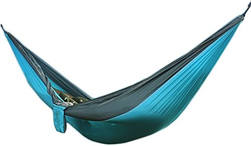 chuanghe3943 Double Camping Hammock Lightweight Parachute Portable Easy Hanging Hammocks for Hiking,Travel,Backpacking,Beach,Yard (Blue/Grey)