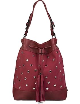 styleBREAKER XL Bucket Bag Beuteltasche mit Stern Nieten und Quasten, Shopper, Umhängtasche, Handtasche, Tasche...