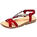 Produktbild Böhmische Sandalen Damen, DoraMe Frauen Sommer Flache Schuhe Peep-Toe Niedrige Schuhe Römischen Flip-Flops Solide Freizeitschuhe Casual Slippers Bequeme Party Elegant PU Pantoletten (42, Rot)