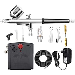 Compresseur Aerographe Complet Kit,Double Action Pistolet Aerographe,Mini Compresseur d'Air pour Tatouage Manucure Craft Spray Modèle Nail gâteau rendant les modèles Hobby Airbrush Kit
