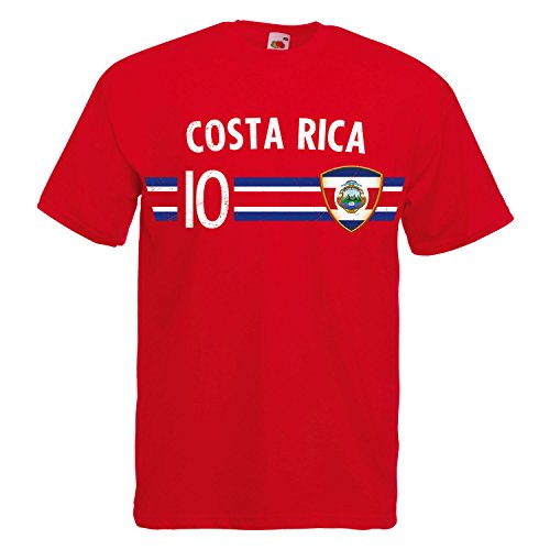 Fußball WM T-Shirt Fan Artikel Nummer 10 – Weltmeisterschaft 2018 – Länder Trikot Jersey Herren Damen Kinder Costa Rica XXL