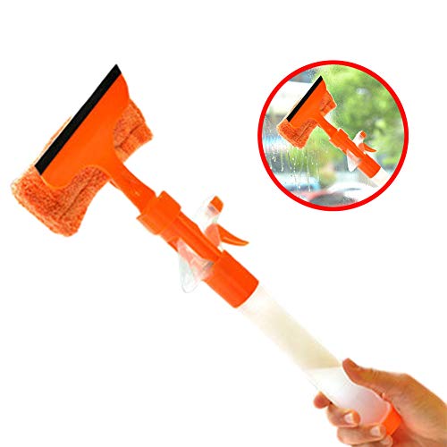 Legou 31.5Cm(12.4In) Window Cleaner With Integrated Water Spray Jet And Towel For High And Low Indoor Outdoor Glass, And Car Glass Wipe Cleaning,Orange