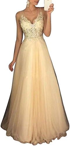 Anyu Women Halter V Neck Prom Gown Long Mermaid Formal Wedding Evening Dress Yellow XL